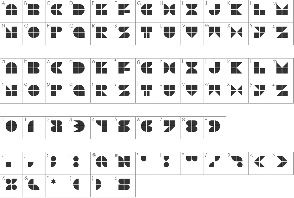 PicoPop font character map preview