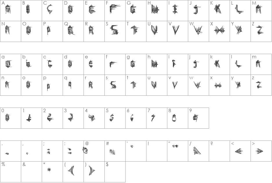 picto font character map preview