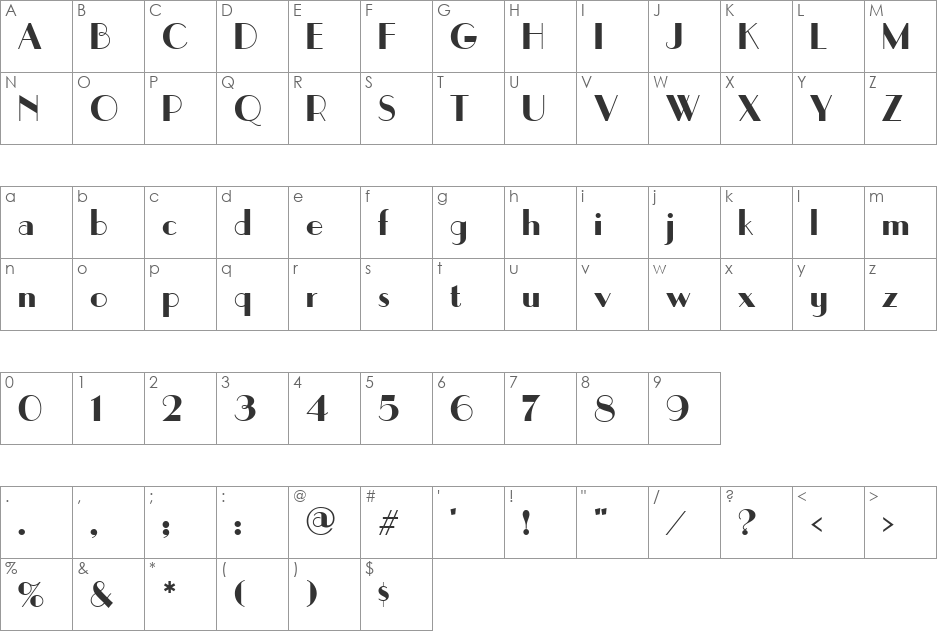 PictonGraphic font character map preview
