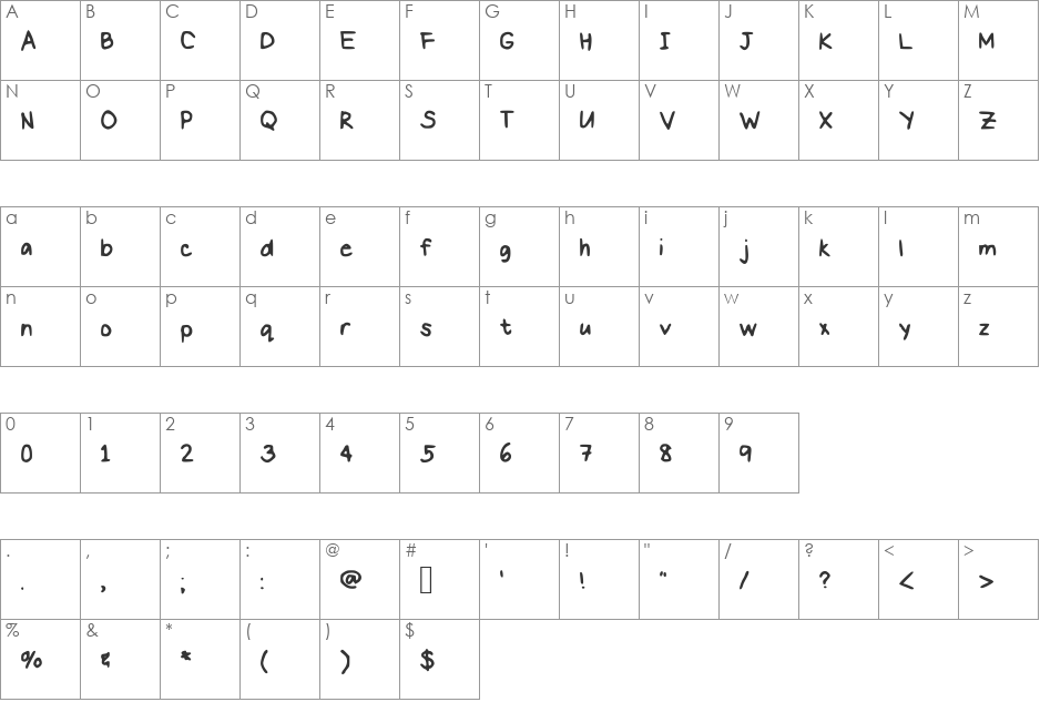 Picture This font character map preview