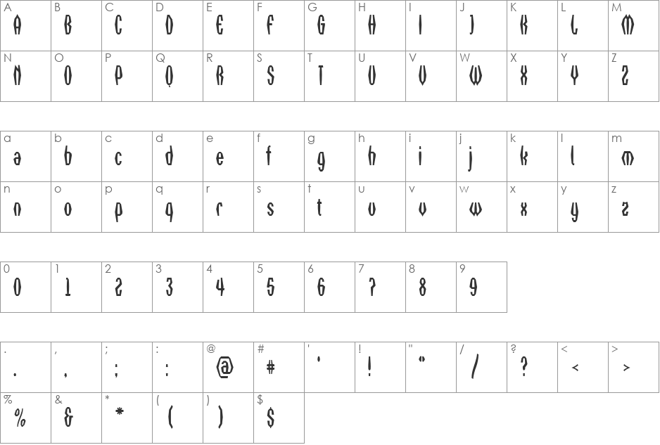 a_VizoraFld font character map preview