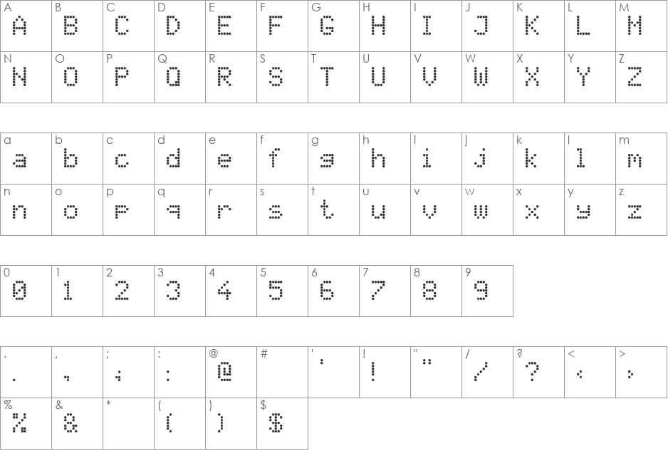 PIDvl font character map preview