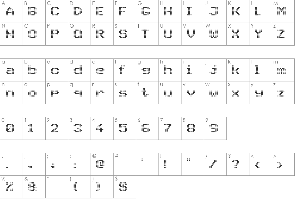 PIDvl bold font character map preview