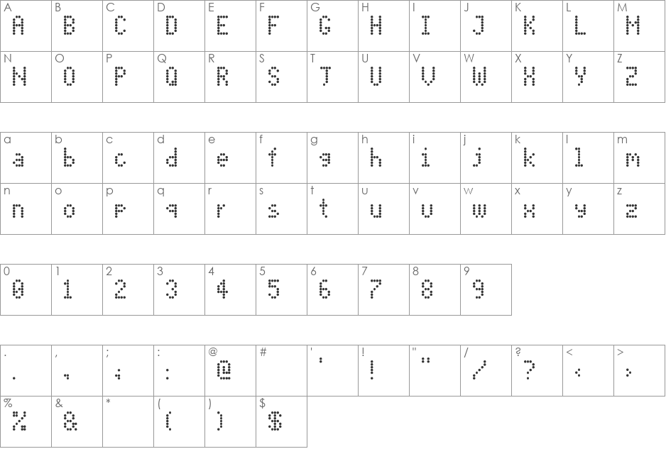 PIDvl cond font character map preview