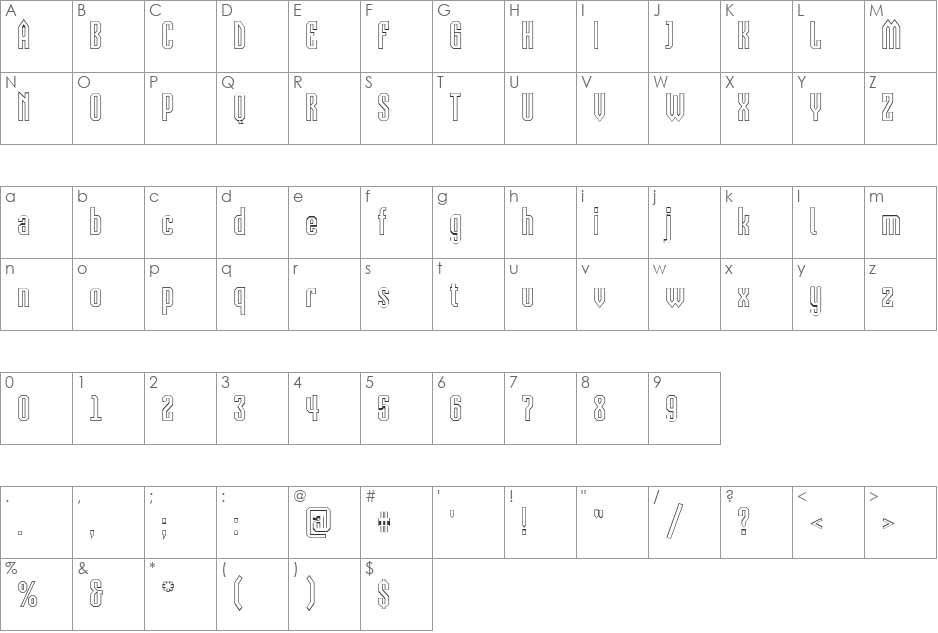 a_VizoraOtl font character map preview