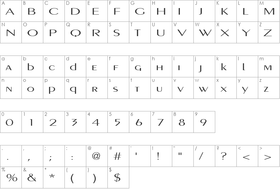 Pig Nose Type font character map preview