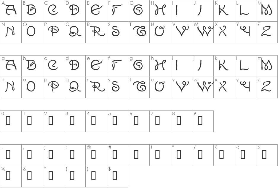 Pig Tails font character map preview