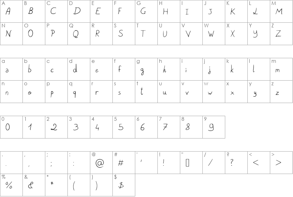 Pigeon_scribble font character map preview