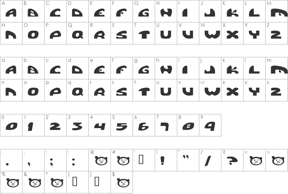 pigpen font character map preview