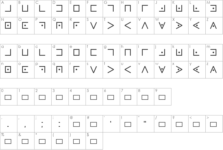 Pigpen Cipher font character map preview