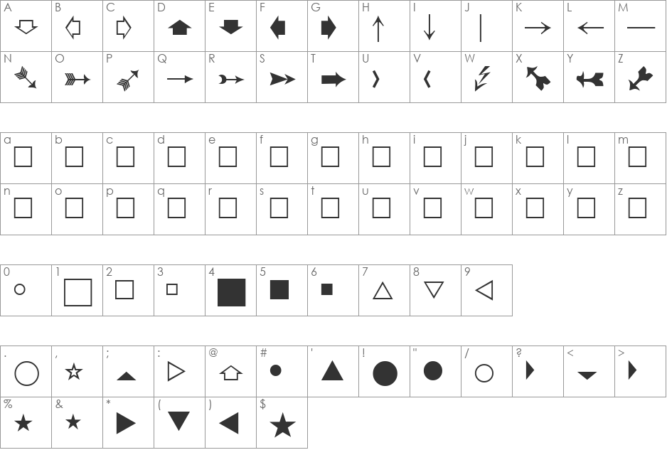 PigraphATT font character map preview