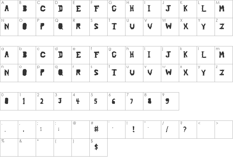 piledriver font character map preview