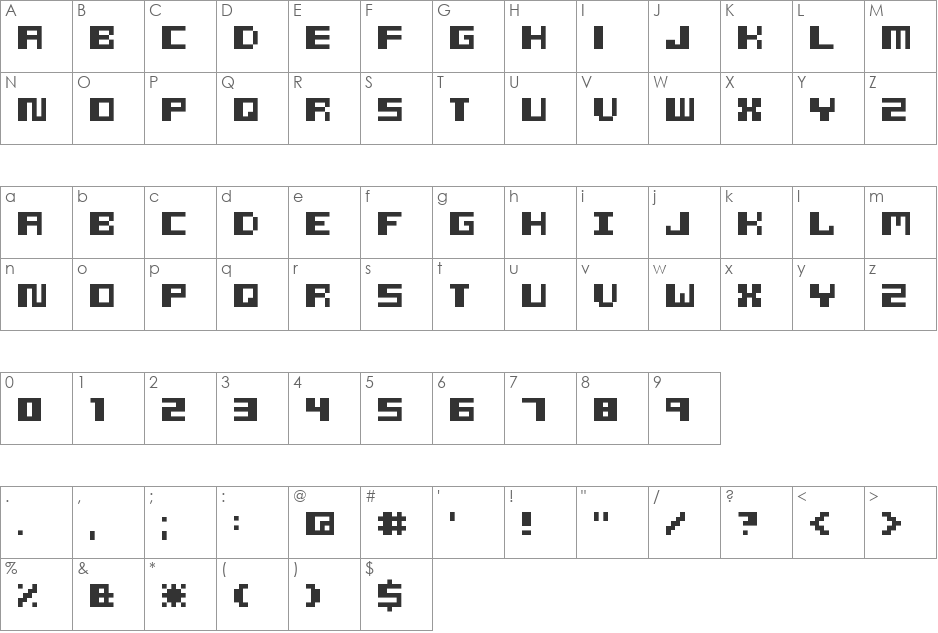 Pilgrimage BLT font character map preview