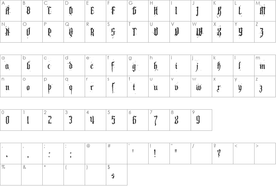 Pillbox Opaque font character map preview