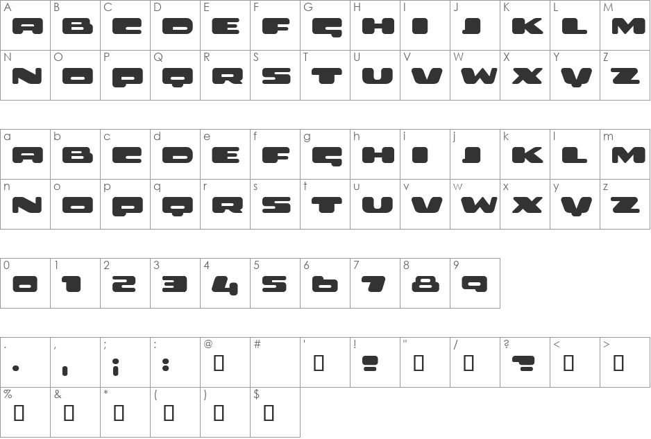 PILOT font character map preview