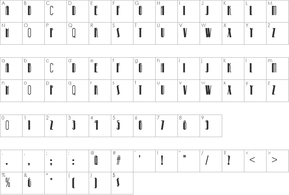 Pinball Whiz NF font character map preview