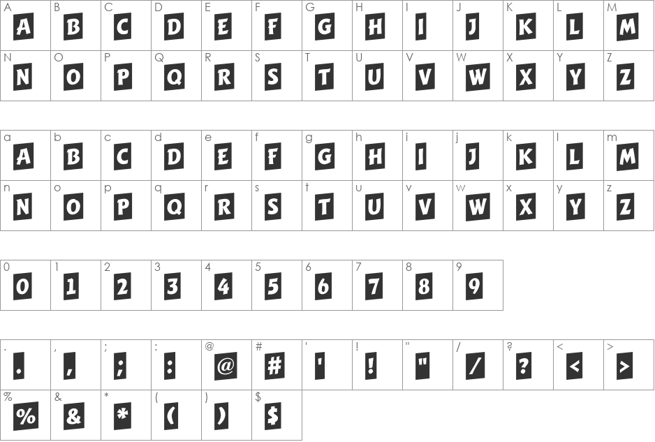 a_WritCmUp font character map preview