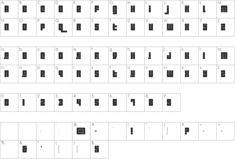 Pincoyablack font character map preview