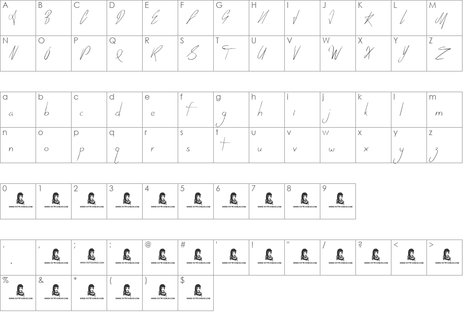 Ping Mount font character map preview