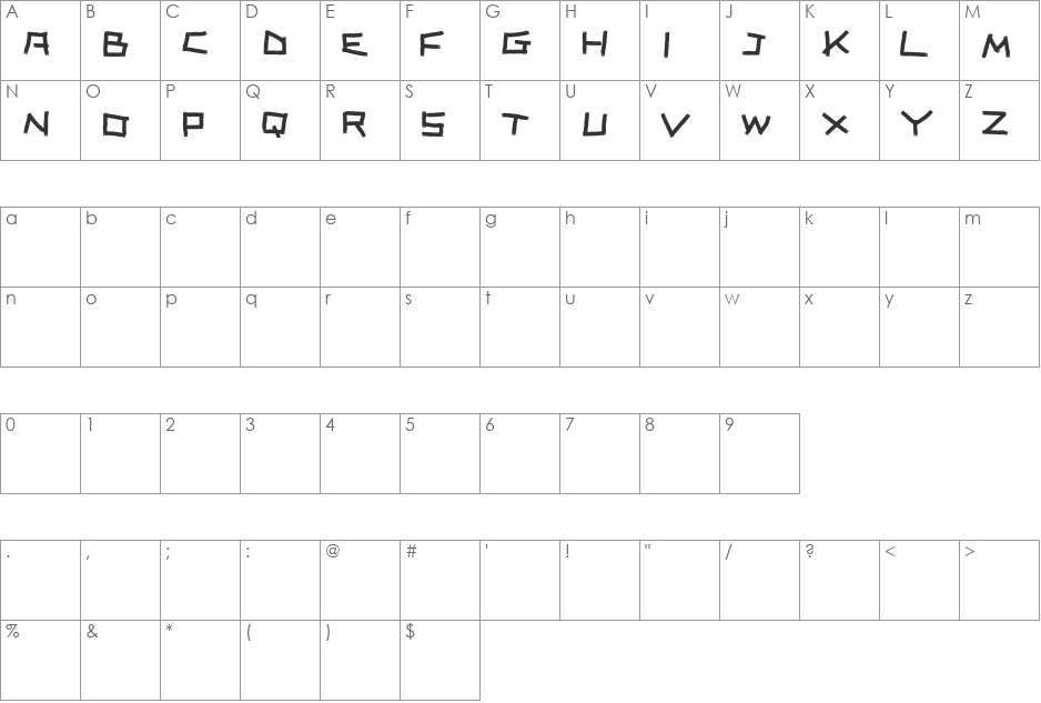 PINGPONGdemo font character map preview