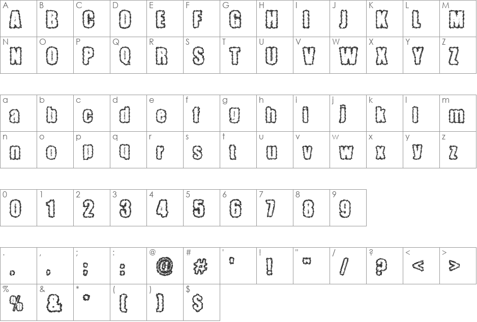 Pinniepoker font character map preview