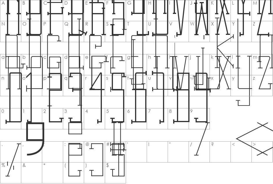 Pipe Line font character map preview