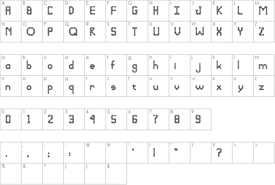 Pipefitter font character map preview