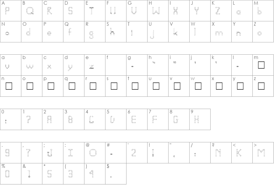 Pipeline font character map preview