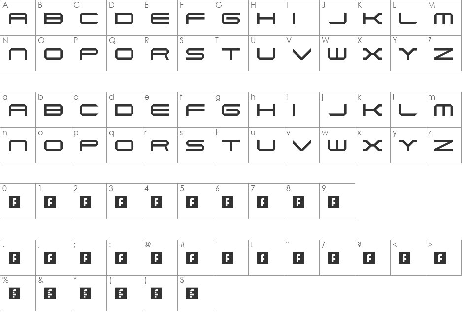 Piranha font character map preview