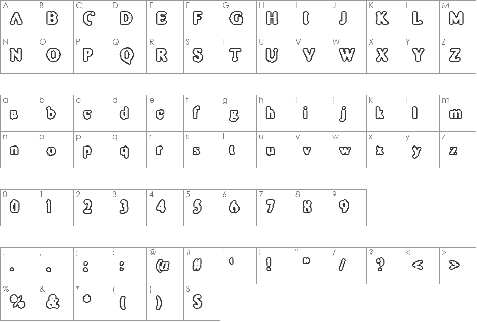 Pirated Font font character map preview