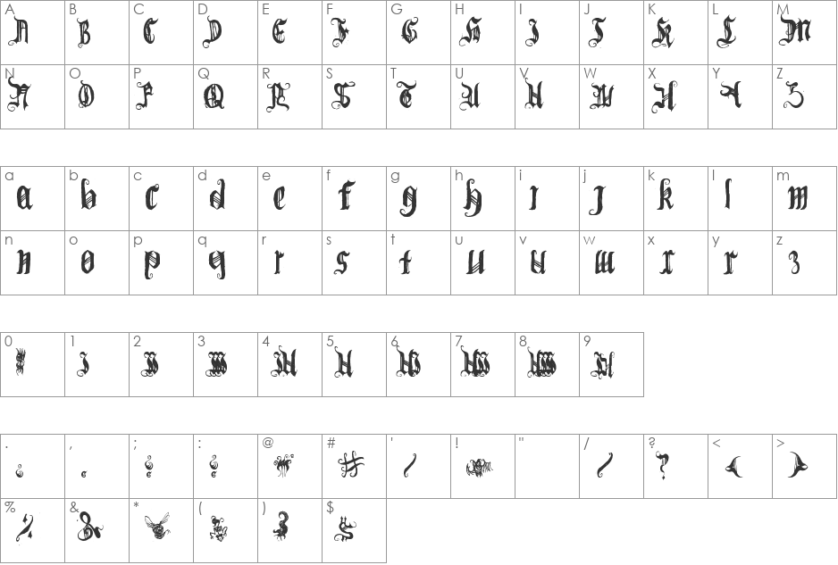 (BichOGothic) font character map preview