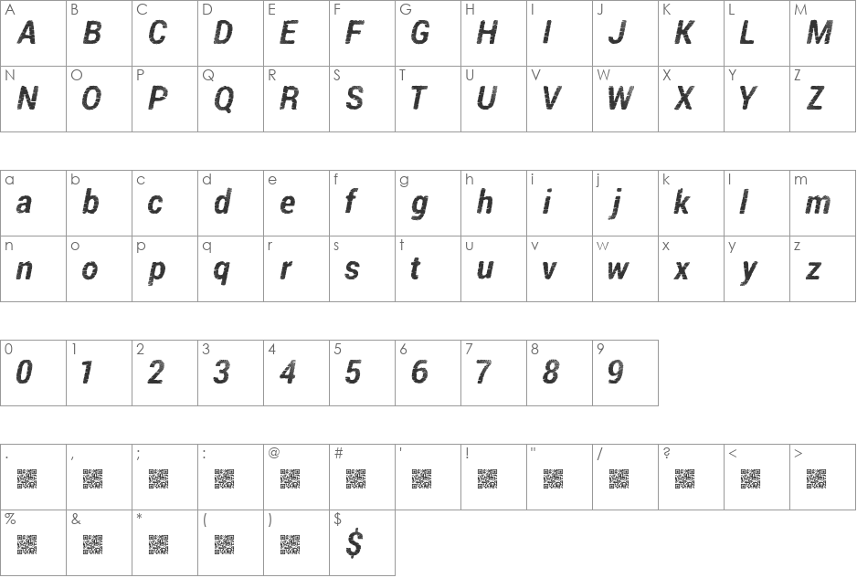 PirateDisco font character map preview