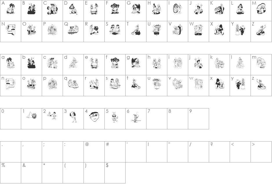 PiratesOne font character map preview