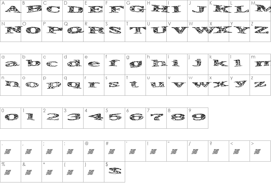 PirateSpider font character map preview