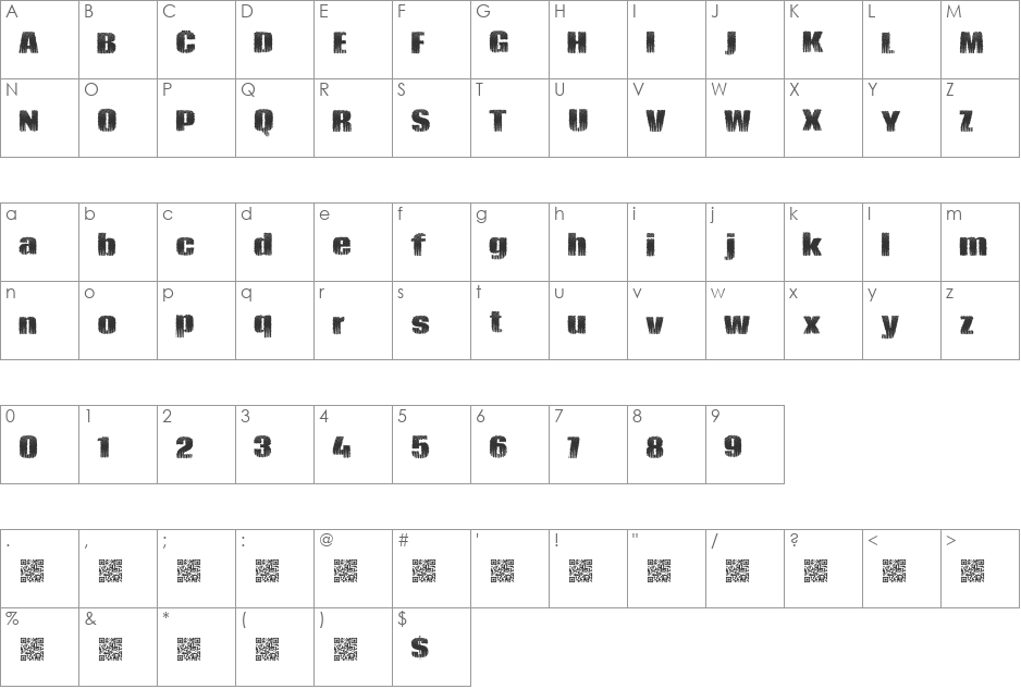 PirateZombie font character map preview