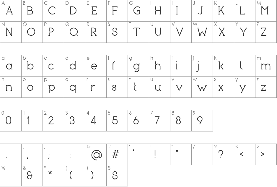 piron font character map preview