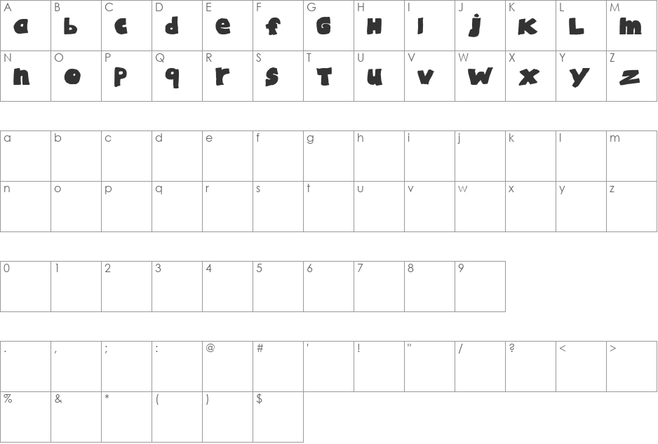 Pistache font character map preview