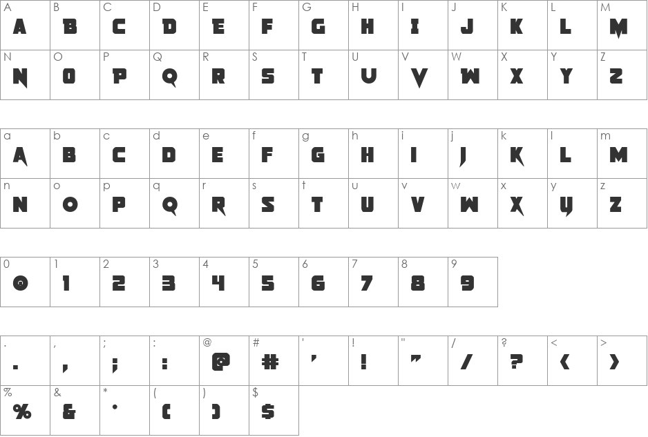 Pistoleer Bold font character map preview
