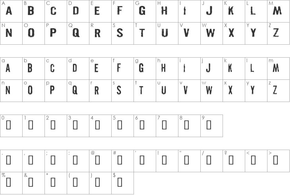 Pistolgrip font character map preview