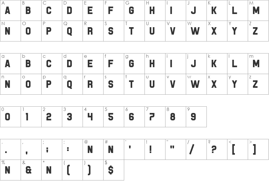 Piston Pressure font character map preview