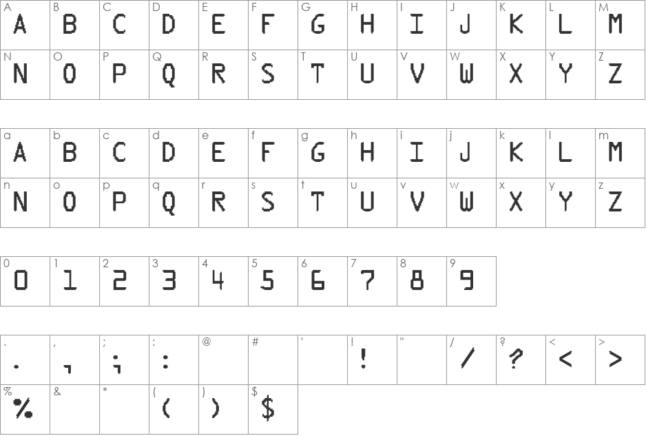 Pix Type font character map preview