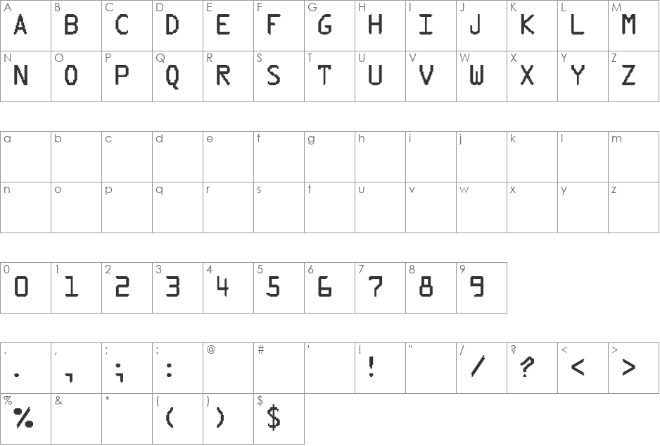 Pix Type font character map preview
