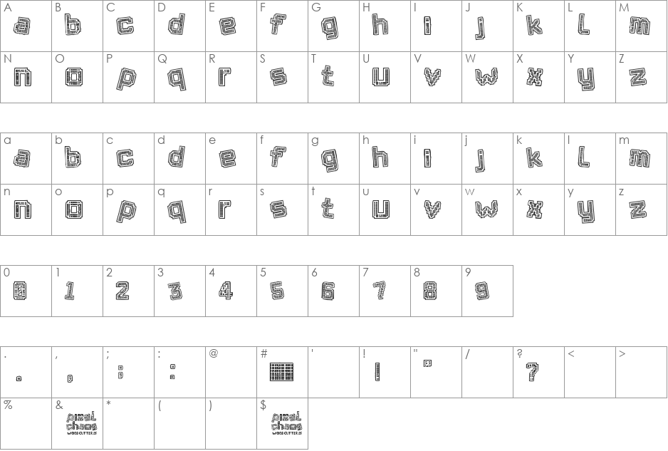 Pixel Chaos font character map preview