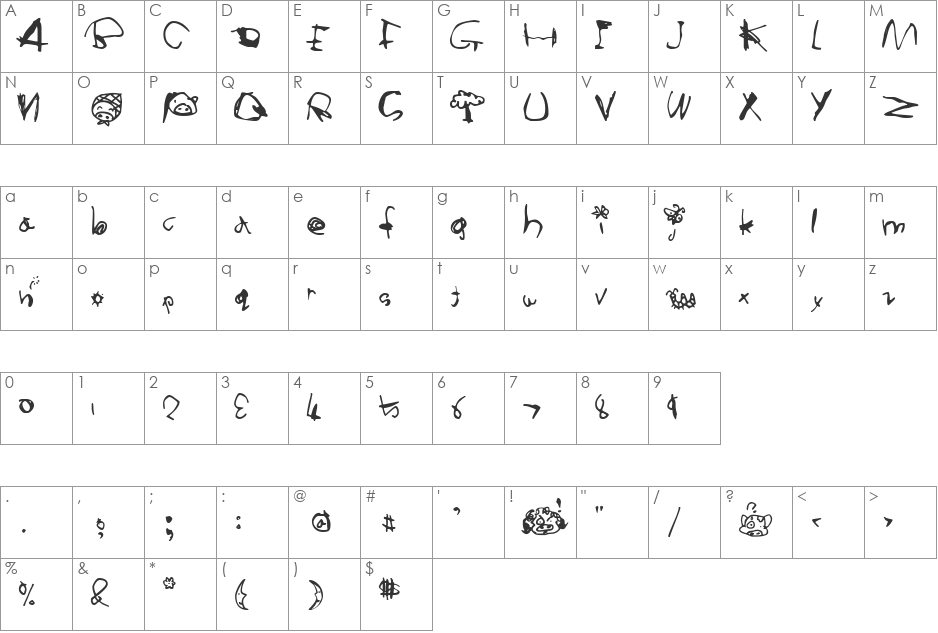 A-MCMUG1 font character map preview