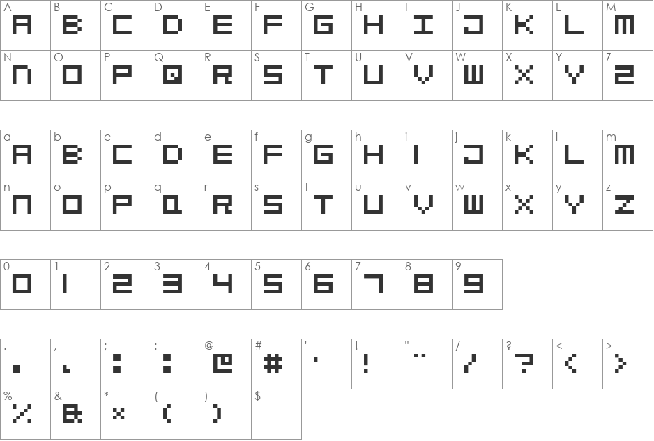 Pixel Ex font character map preview