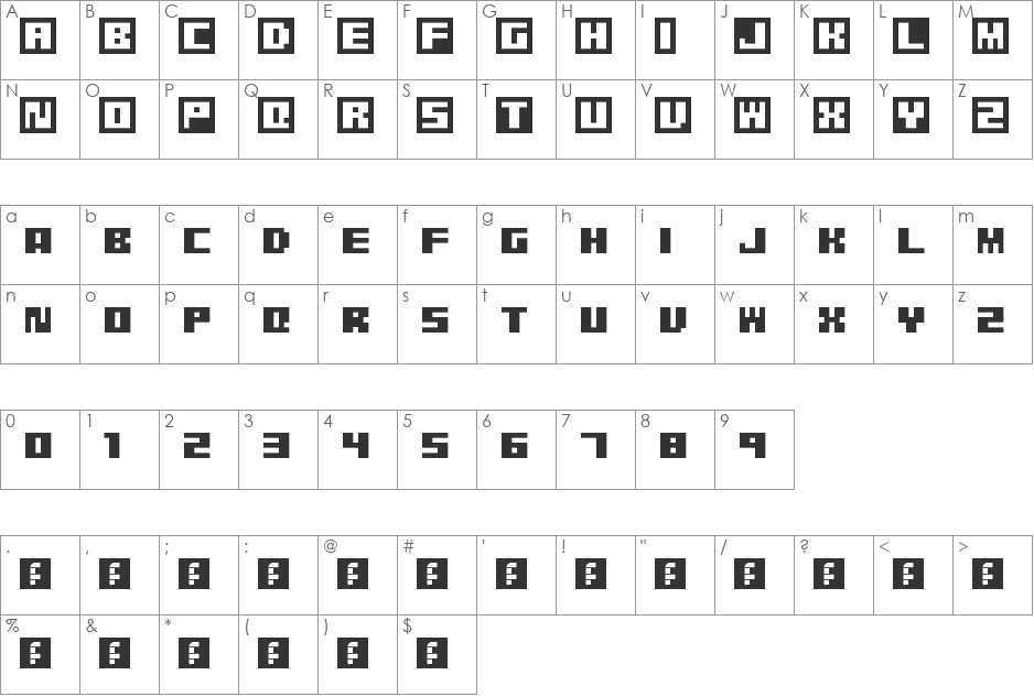 Pixel Grafiti font character map preview