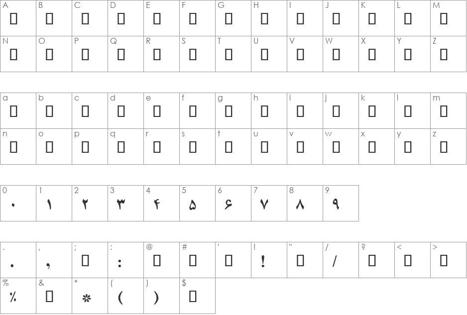 B Compset font character map preview