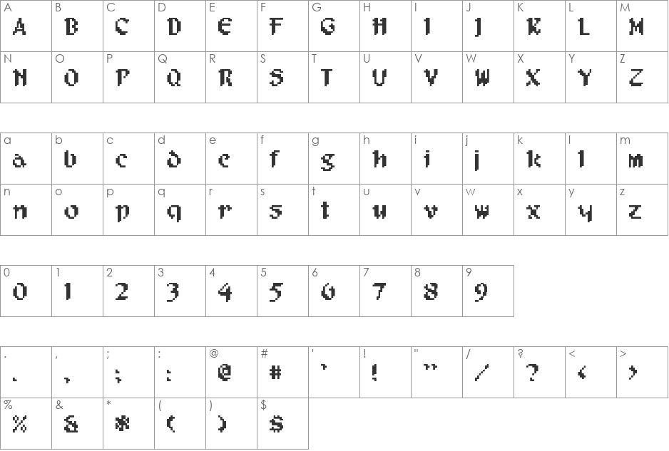 Pixel Musketeer font character map preview