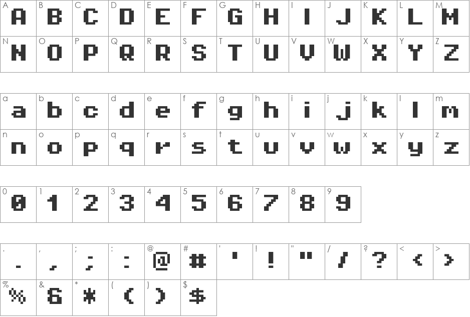 Pixel Operator Mono 8 font character map preview
