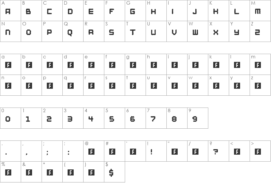 Pixel Pandemonium font character map preview